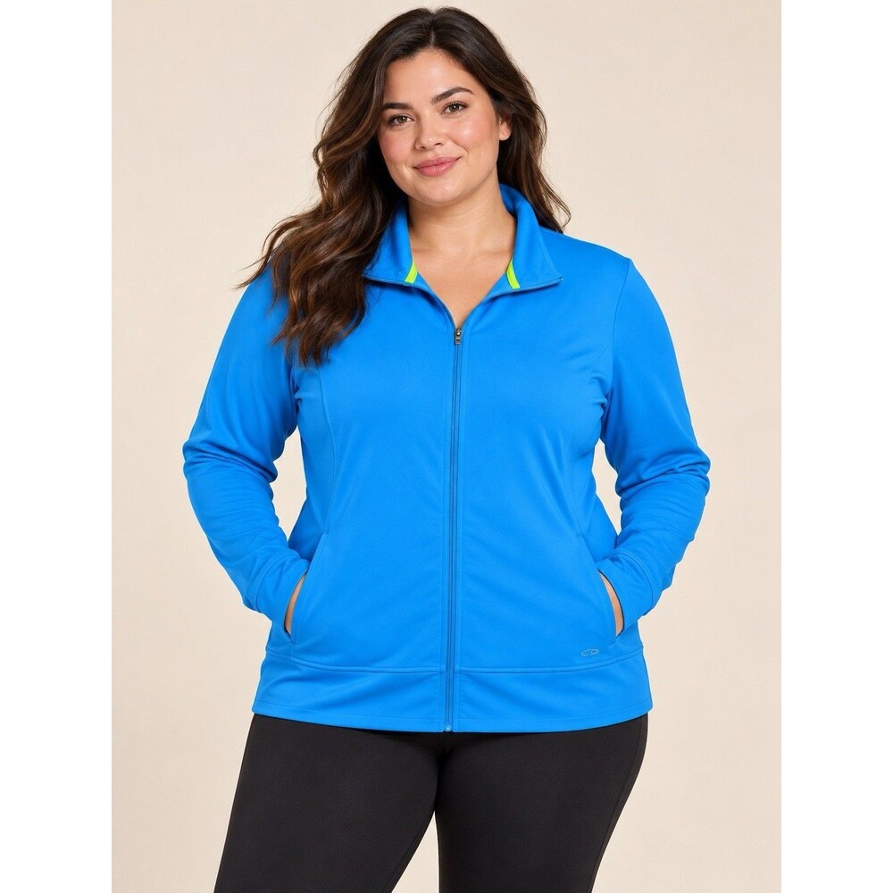 C9 by Champion Women’s Large Blue Full Zip Athletic Jacket Lime Green Trim